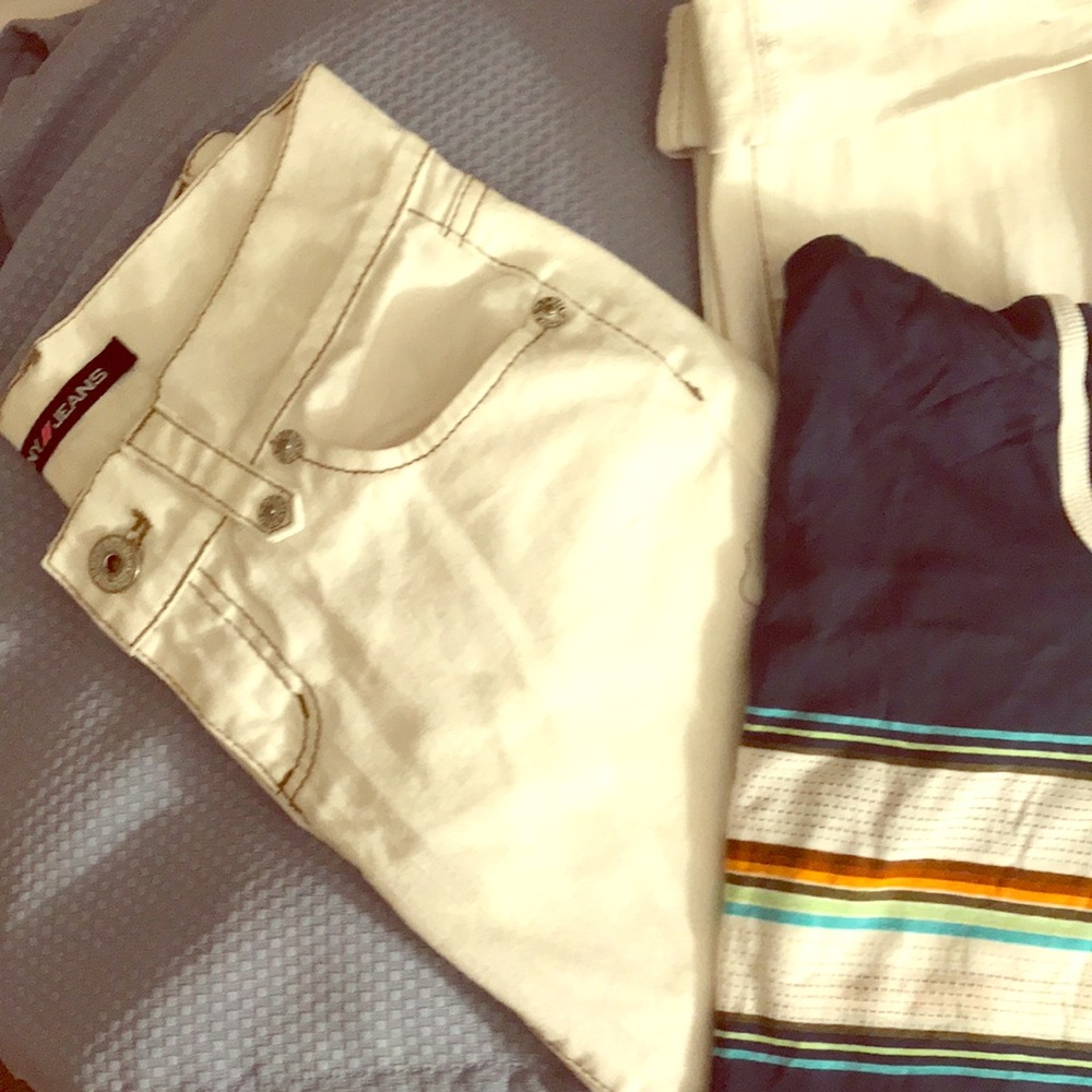 💥DNKY white jeans rolled crop pants💥 size 1